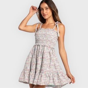 Lulus Sonic Bloom Blue Floral Eyelet Tie-Strap Mini Dress Floral Bloomcore Prep